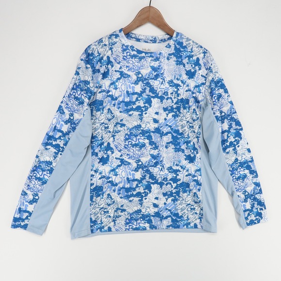 Huk Fishing Icon Shirt Men Medium Blue Print Long Sleeve Lightweight Performance - Picture 1 of 7
